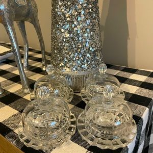 Four Mikasa Salina Lead Crystal Butter Condiment Charcuterie Cloches QQ231/670
